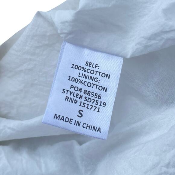 SeaShell Delray Long Sleeve White Cotton Shirt Button Down Dress - Size Small - Picture 7 of 9